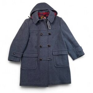 Loden Wool Toggle Duffle Coat Blue Hooded Mens Small / Medium Vintage Austria
